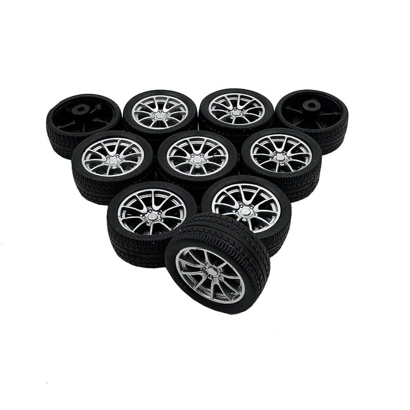 URIMPAVIDO 10PCS Toy Car Wheels 25mm Rubber Tire Wheels with Metal Shaft for RC Car Truck DIY Model Toy Wheel Replacement Accessories (2.5x25mm) - Image 5